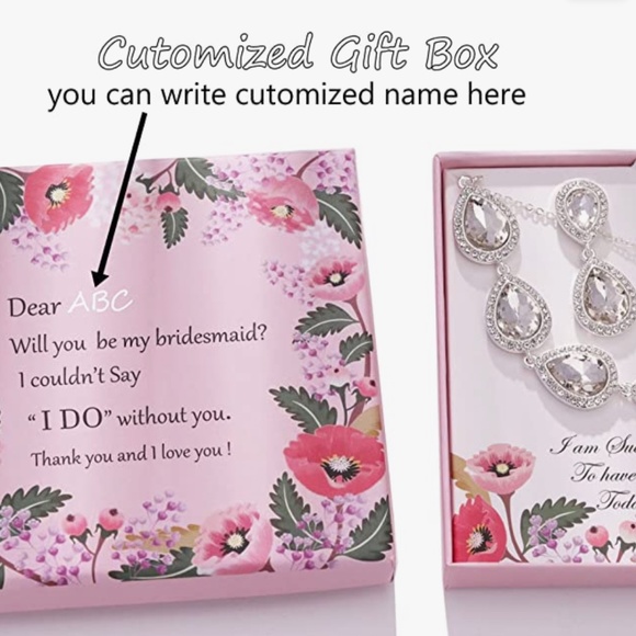 Will You be My Bridesmaid Jewelry Set for Wedding of 4 6 8, Silver Gold Rose Gol - Picture 3 of 7